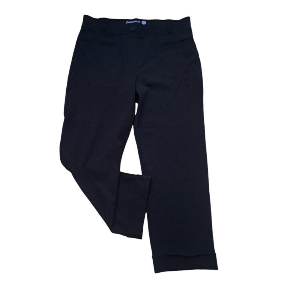Betabrand Women's Pull on Comfort Office Work Wear Black Pants Sz Large Petite